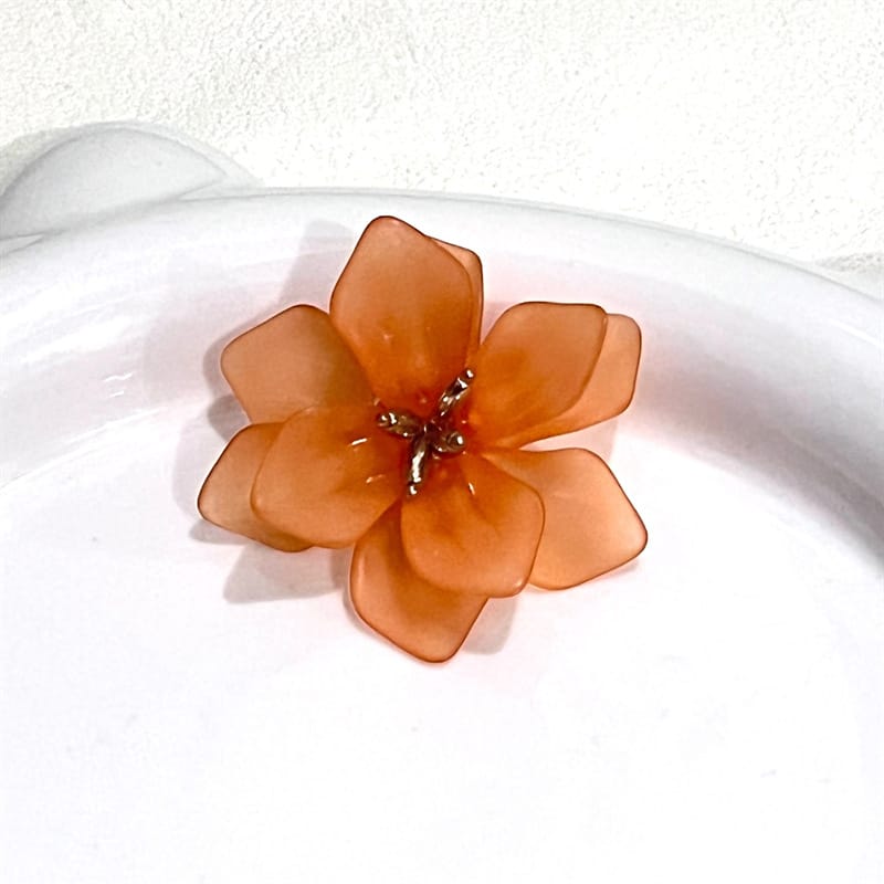 Orange Frosted Flower Earrings