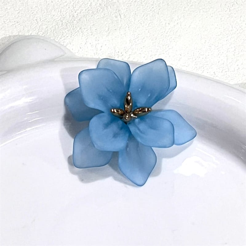 Blue Frosted Flower Earrings