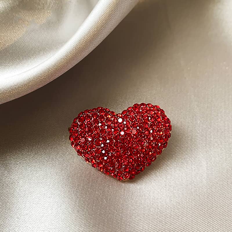 Red Crystal Heart Brooch