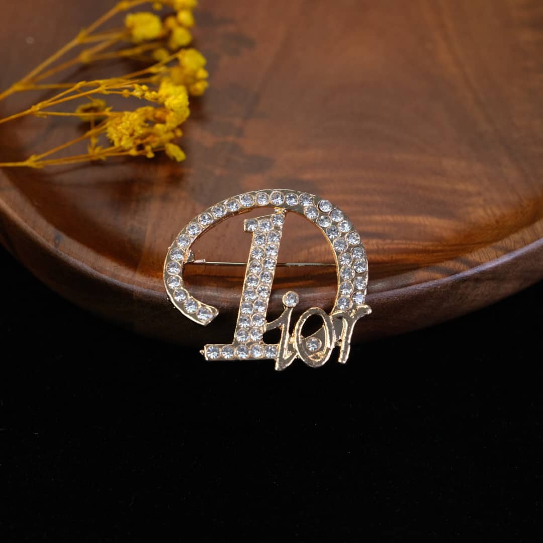 Crystal Letter D Brooch